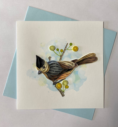 Hand Quilled Greeting Card Blue Titmouse #10990