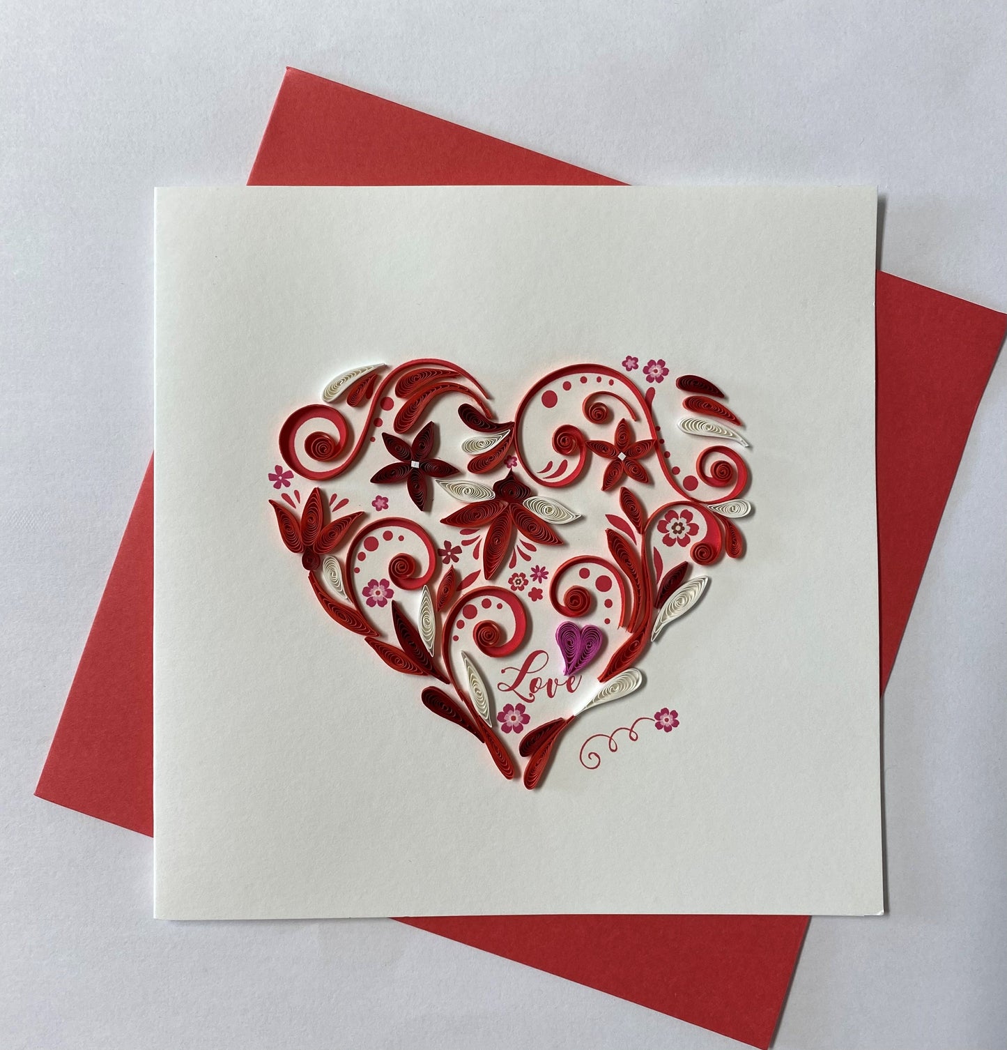 Hand Quilled Greeting Card Heart #10994