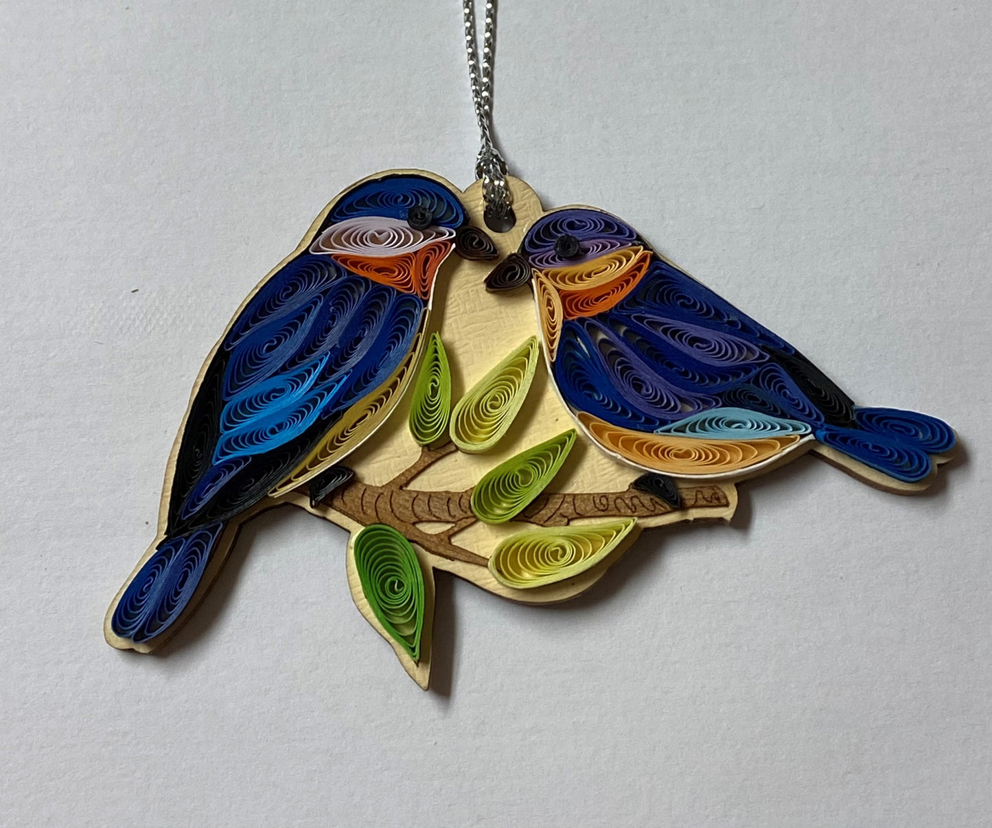 Hand Quilled Bluebirds Ornament #QO11014