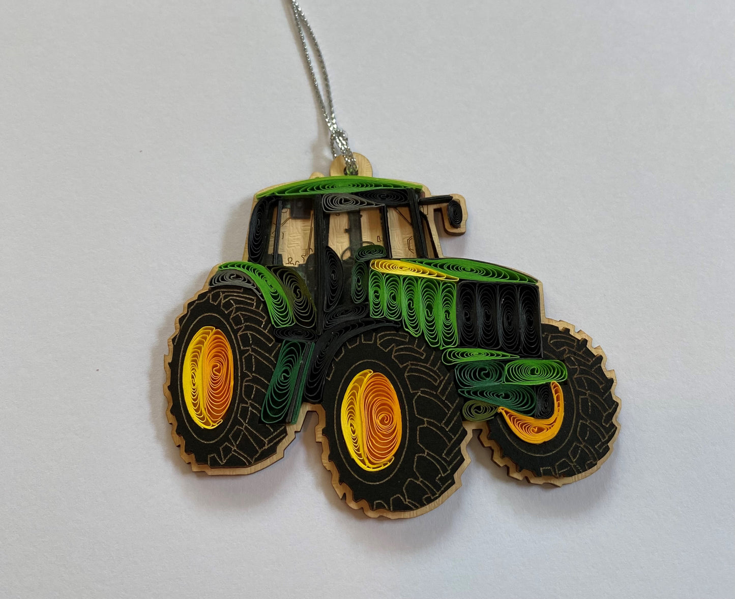 Hand Quilled Green Tractor Ornament #QO11028