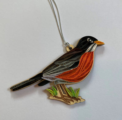 Hand Quilled Robin Ornament #QO11036