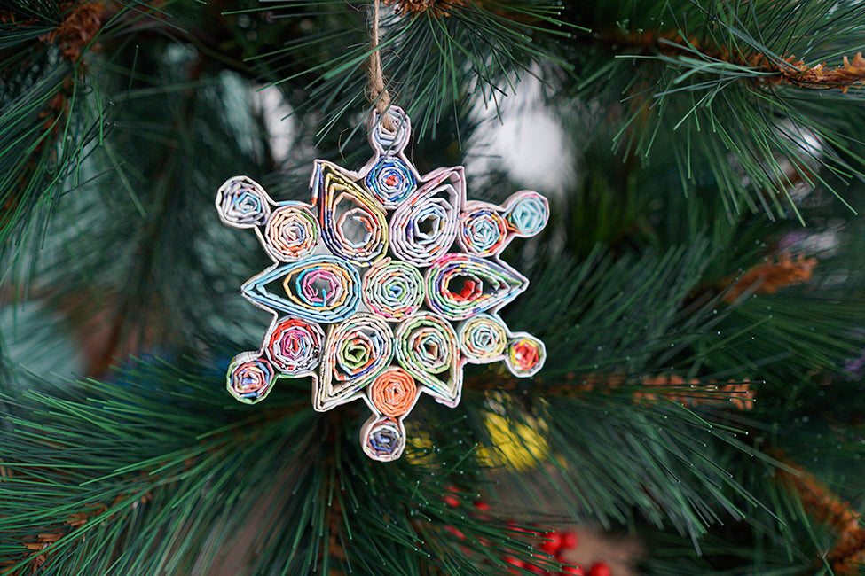 Hand Quilled Recycled Magazine Snowflake Ornament #QO11075