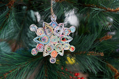 Hand Quilled Recycled Magazine Snowflake Ornament #QO11075
