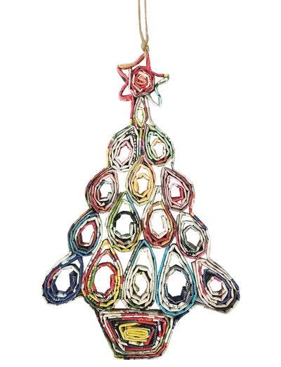 Hand Quilled Recycled Magazine Christmas Tree Ornament #QO11076