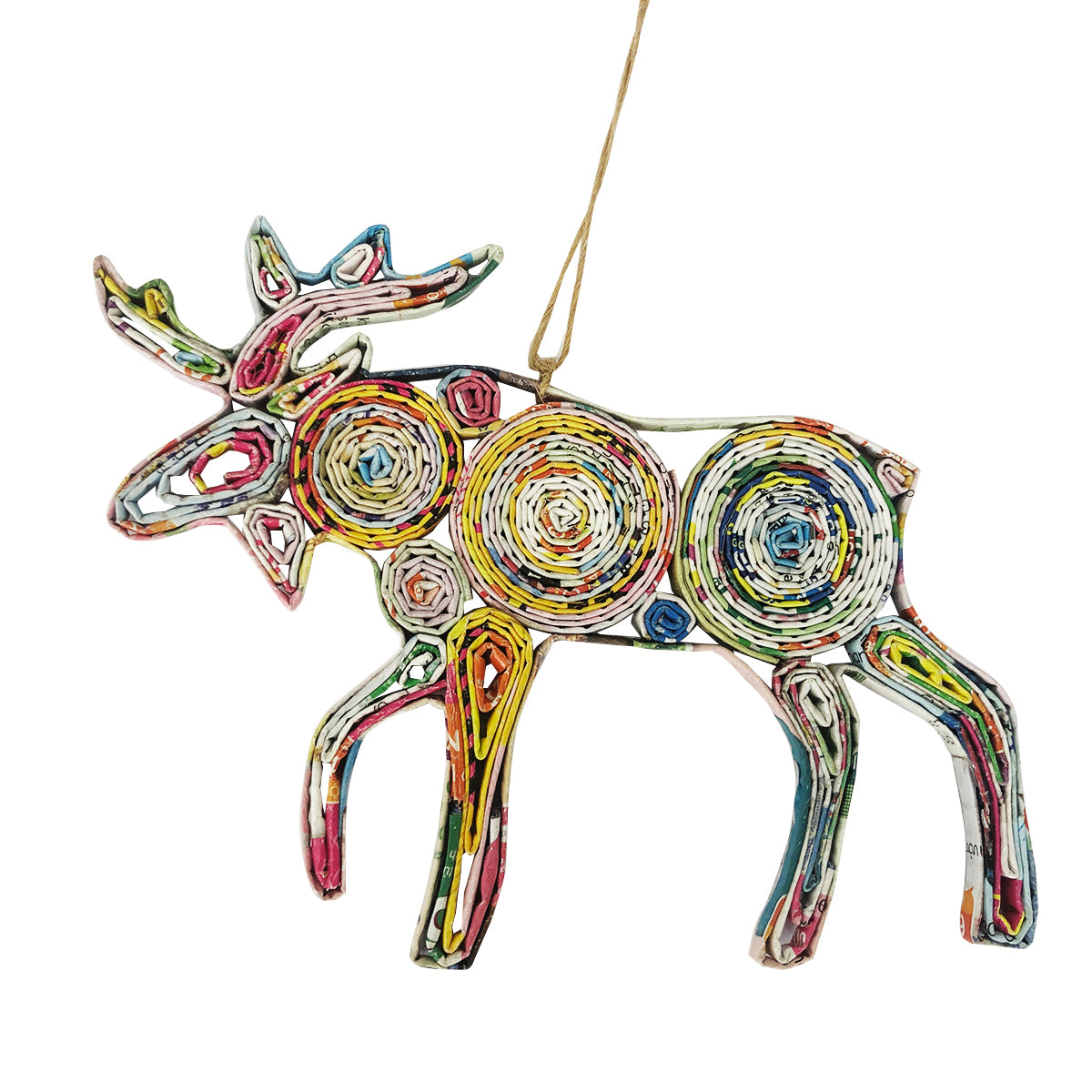Hand Quilled Recycled Magazine Moose Ornament #QO11079