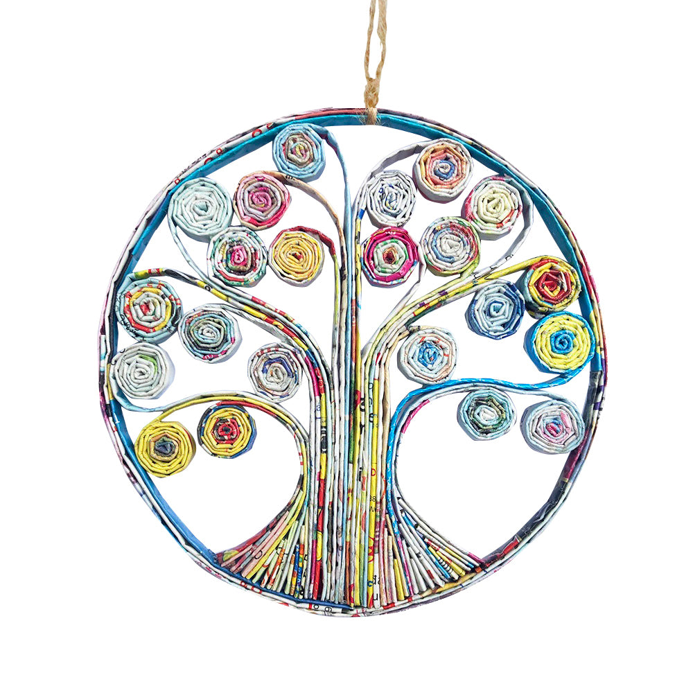 Hand Quilled Recycled Magazine Tree Of Life Ornament #QO11083
