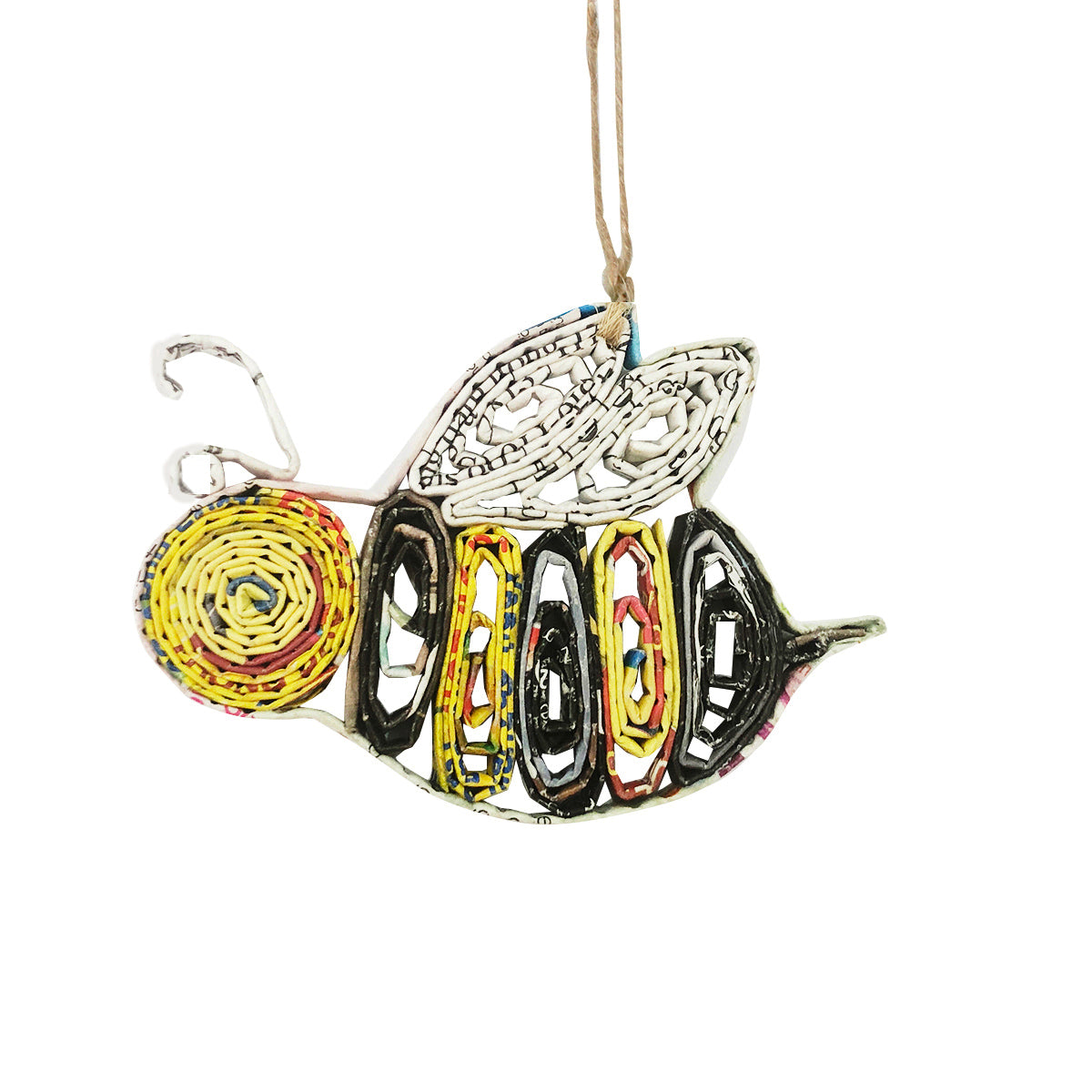 Hand Quilled Recycled Magazine Bumblebee Ornament #QO11091