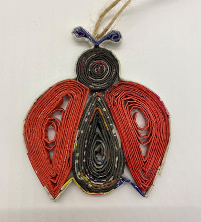 Hand Quilled Recycled Magazine Ladybug Ornament #QO11092