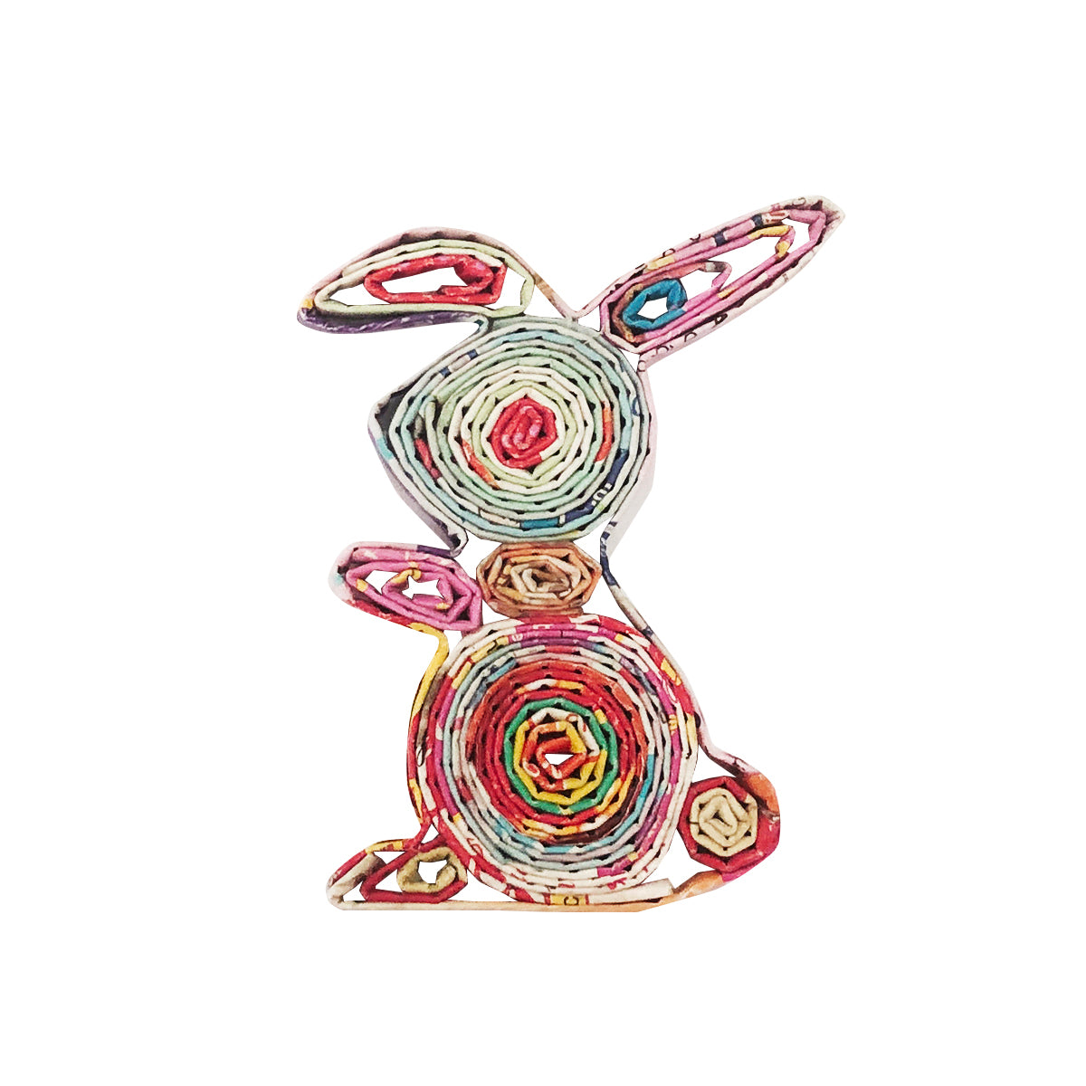 Hand Quilled Recycled Magazine Rabbit Ornament #QO11105