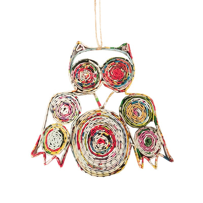 Hand Quilled Recycled Magazine Hoot Owl Ornament #QO11108