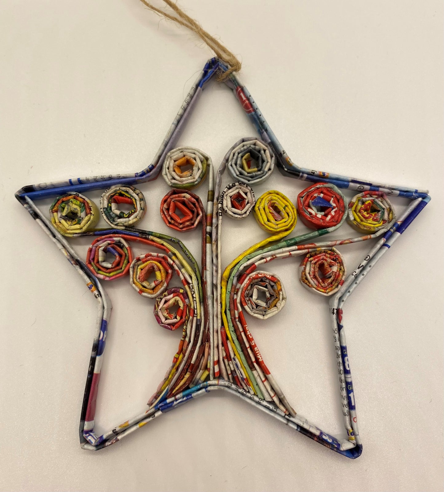 Hand Quilled Recycled Magazine Star Tree of Life Ornament #QO11113
