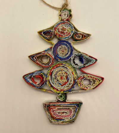 Hand Quilled Recycled Magazine Christmas Tree Ornament #QO11114
