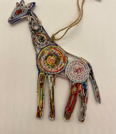Hand Quilled Recycled Magazine Giraffe Ornament #QO11115