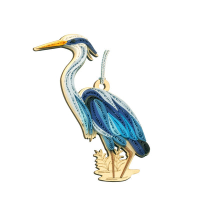 Hand Quilled Blue Heron Ornament #QO11191