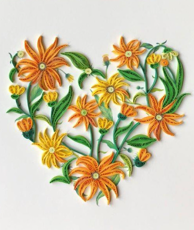 Hand Quilled Greeting Card Floral Heart #10501