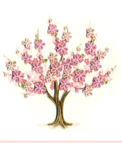 Hand Quilled Greeting Cherry Blossom Tree #10602