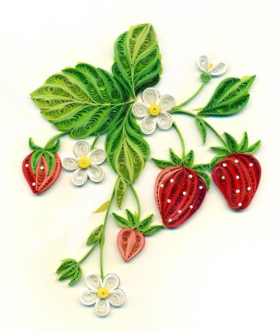 Hand Quilled Greeting Card Strawberries #10617