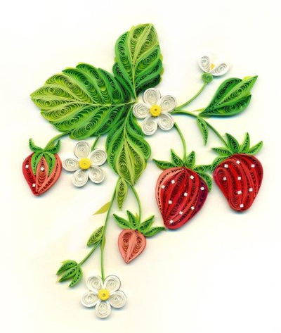 Hand Quilled Greeting Card Strawberries #10617