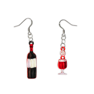 Hand Quilled Wine Earrings #QE12142