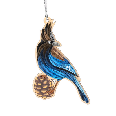 Hand Quilled Stellers Jay Ornament #QO12091