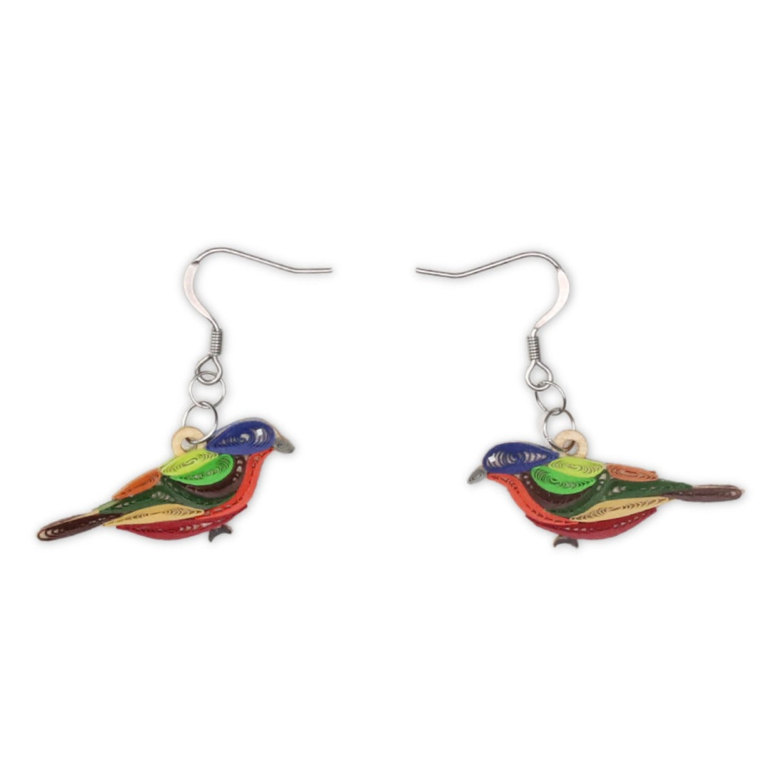 Hand Quilled Painted Bunting Earrings #QE12168