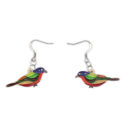 Hand Quilled Painted Bunting Earrings #QE12168
