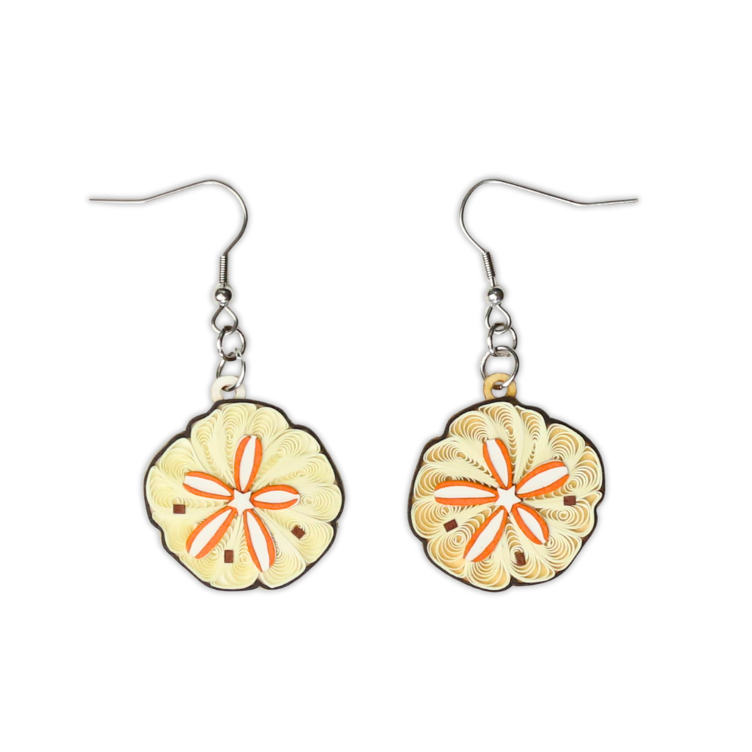 Hand Quilled Sand Dollar Earrings #QE12128