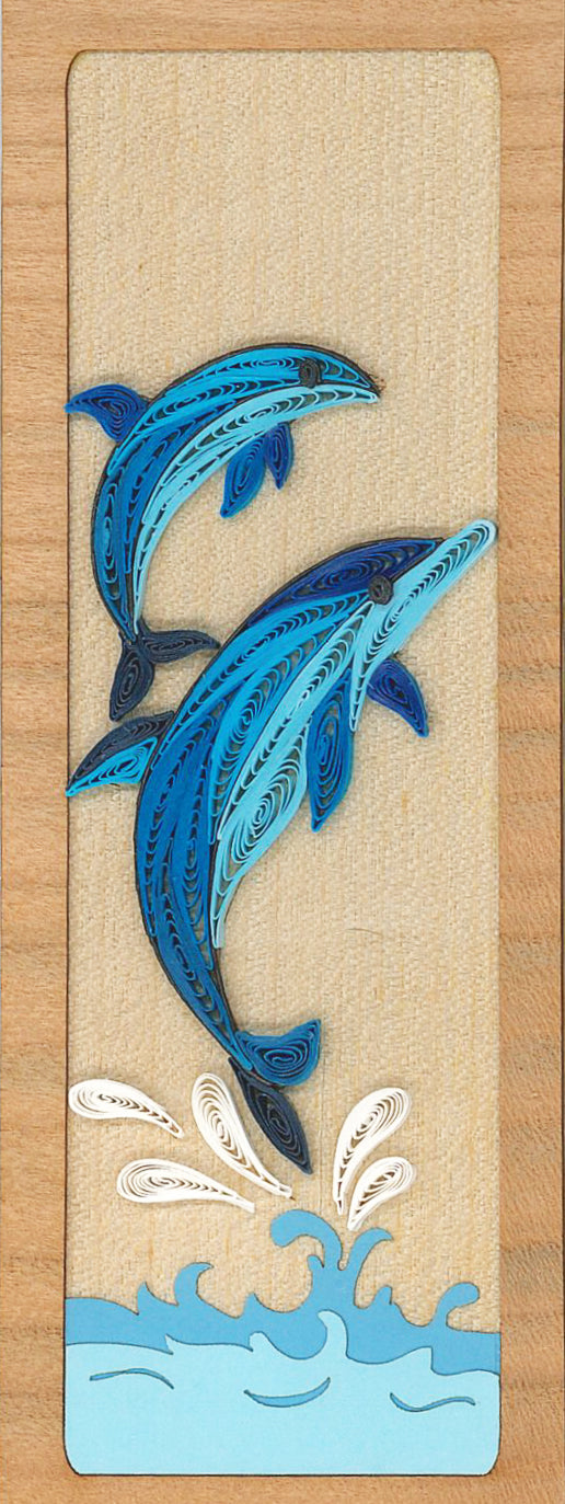 Hand Quilled Bookmark Dolphins #BM12038
