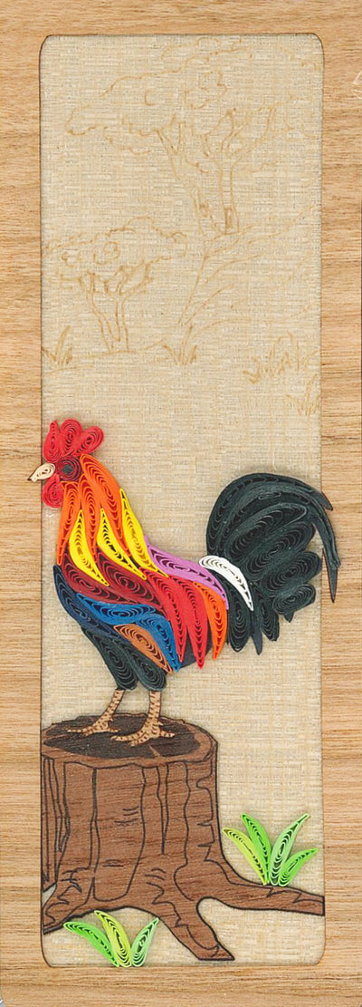 Hand Quilled Bookmark Rooster #BM12039