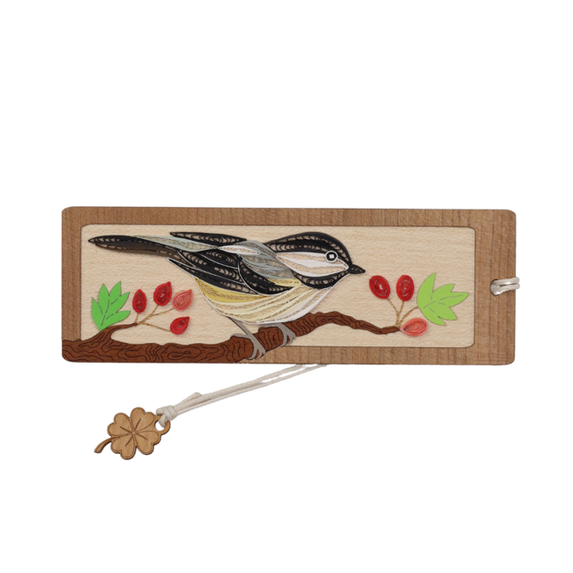 Hand Quilled Bookmark Chickadee #BM12052