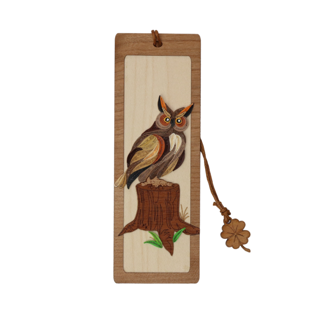 Hand Quilled Bookmark Great Horned Owl #BM12061