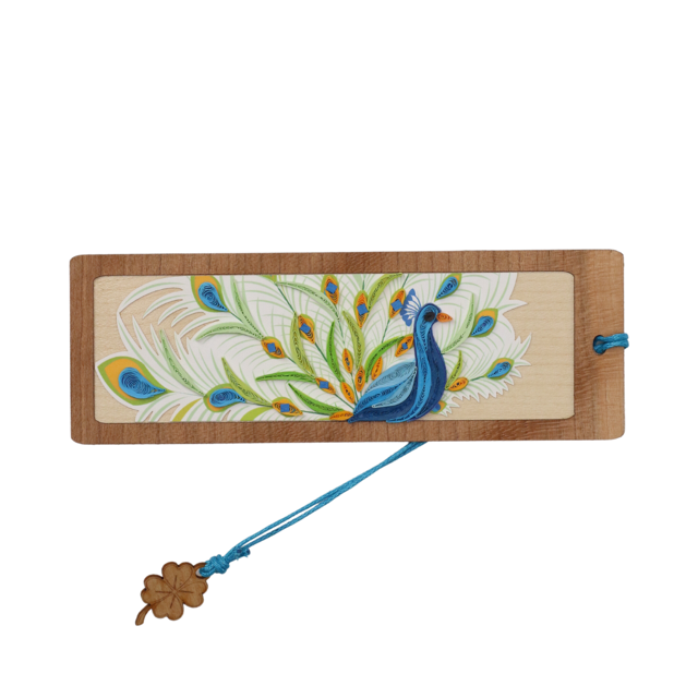 Hand Quilled Bookmark Peacock #BM12075