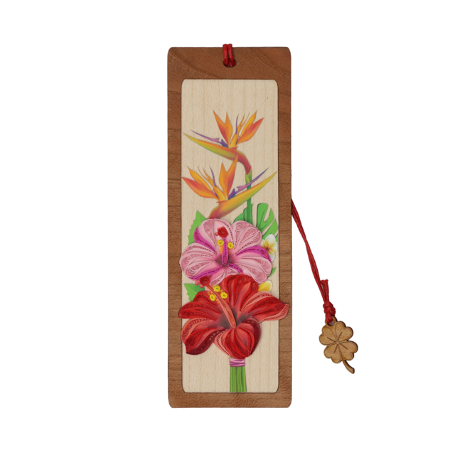 Hand Quilled Bookmark Hibiscus #BM12081
