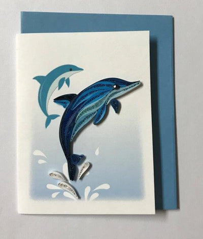 Hand Quilled Gift Enclosure Mini Card Dolphins #GE10711