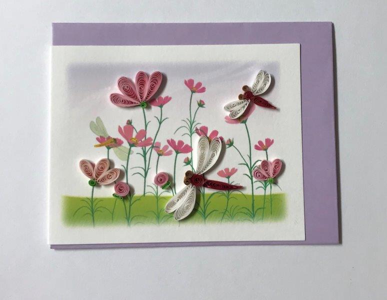 Hand Quilled Gift Enclosure Mini Card Dragon Fly #GE10712