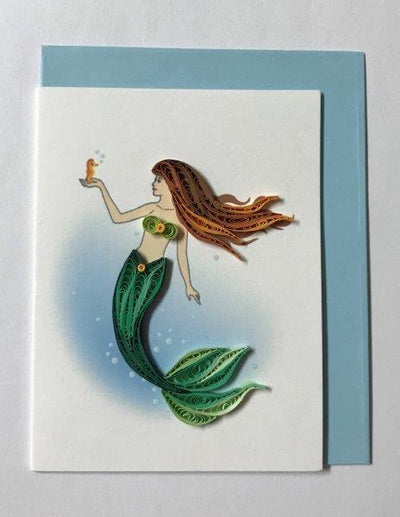 Hand Quilled Gift Enclosure Mini Card Mermaid #GE10714