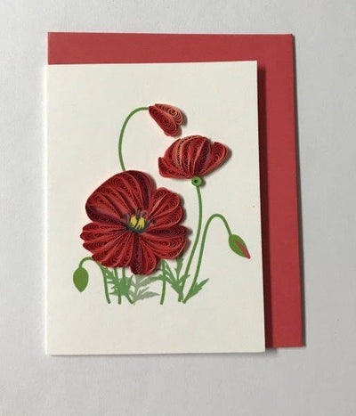 Hand Quilled Gift Enclosure Mini Card Poppy #GE10716