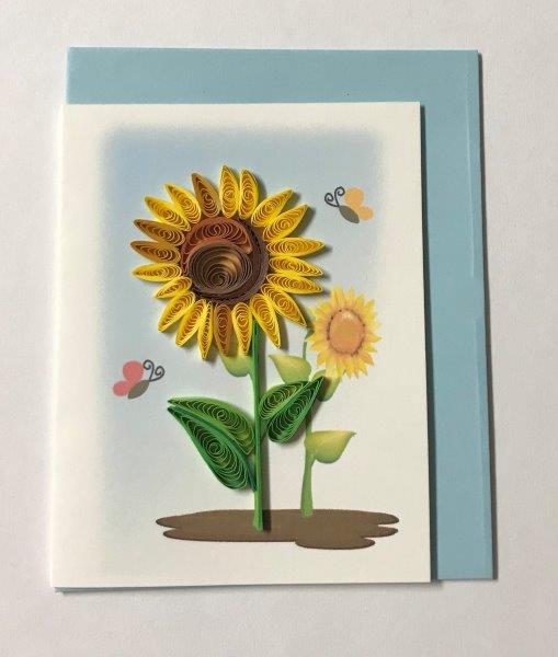 Hand Quilled Gift Enclosure Mini Card Sunflower #GE10717