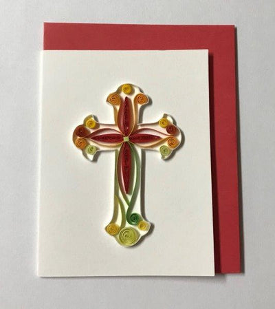Hand Quilled Gift Enclosure Mini Card Cross #GE10721