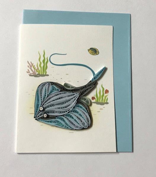 Hand Quilled Gift Enclosure Mini Card Stingray #GE10726