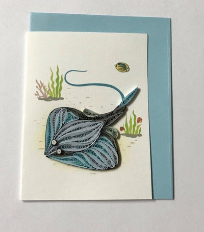 Hand Quilled Gift Enclosure Mini Card Stingray #GE10726