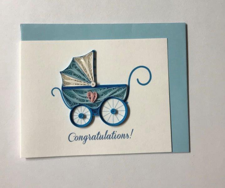 Hand Quilled Gift Enclosure Mini Card Congratulations Boy #GE10728
