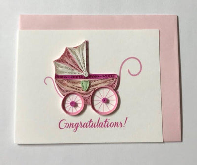 Hand Quilled Gift Enclosure Mini Card Congratulations Girl #GE10729
