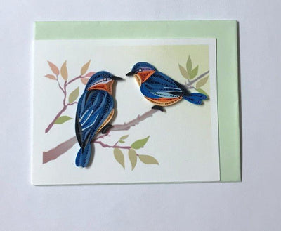 Hand Quilled Gift Enclosure Mini Card Bluebirds #GE10731