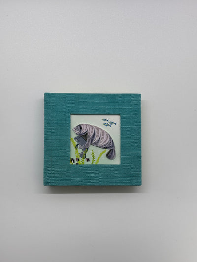 Hand Quilled Sticky Note Cover Manatee #SN