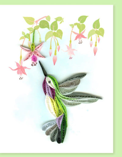 Hand Quilled Gift Enclosure Mini Card Hummingbird #GE
