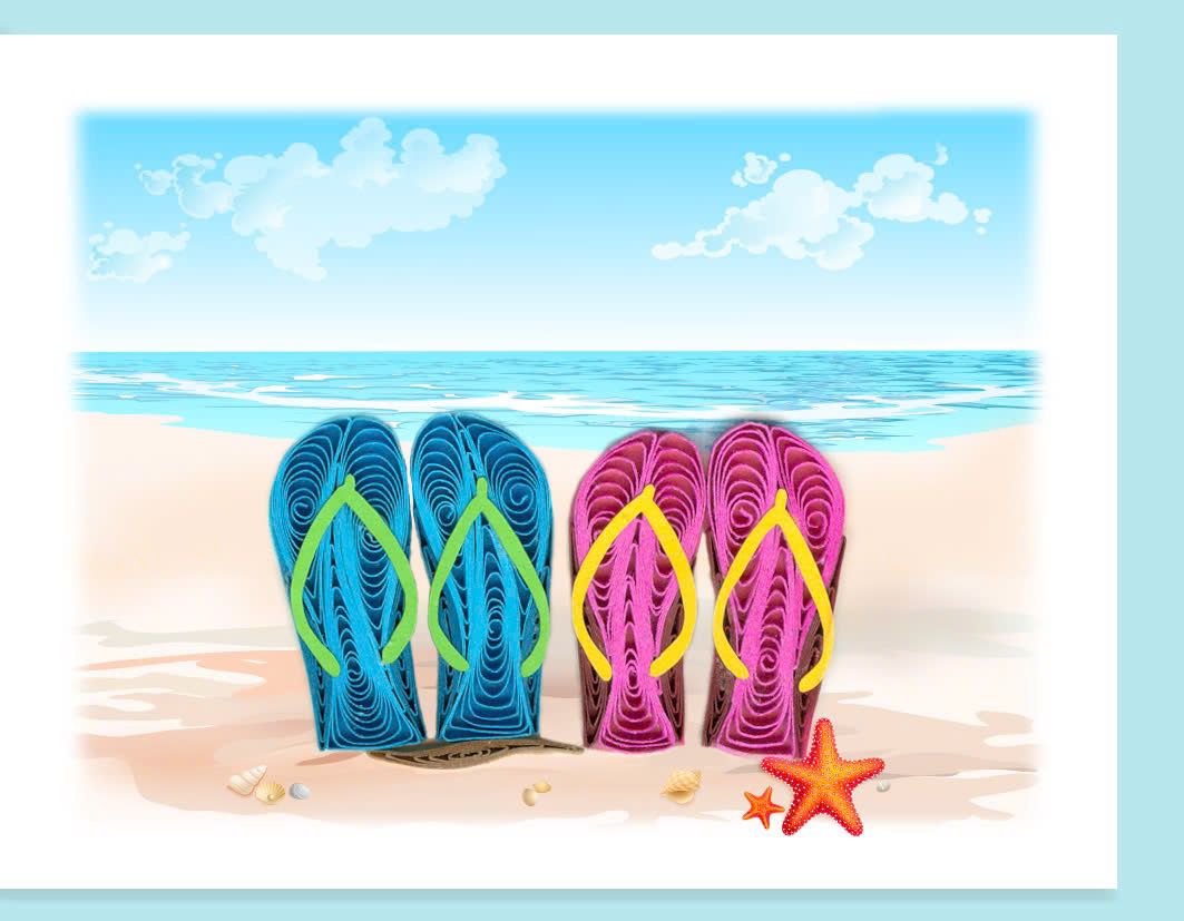 Hand Quilled Gift Enclosure Mini Card Flip Flop #GE12219