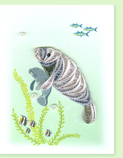 Hand Quilled Gift Enclosure Mini Card Manatee #GE12227