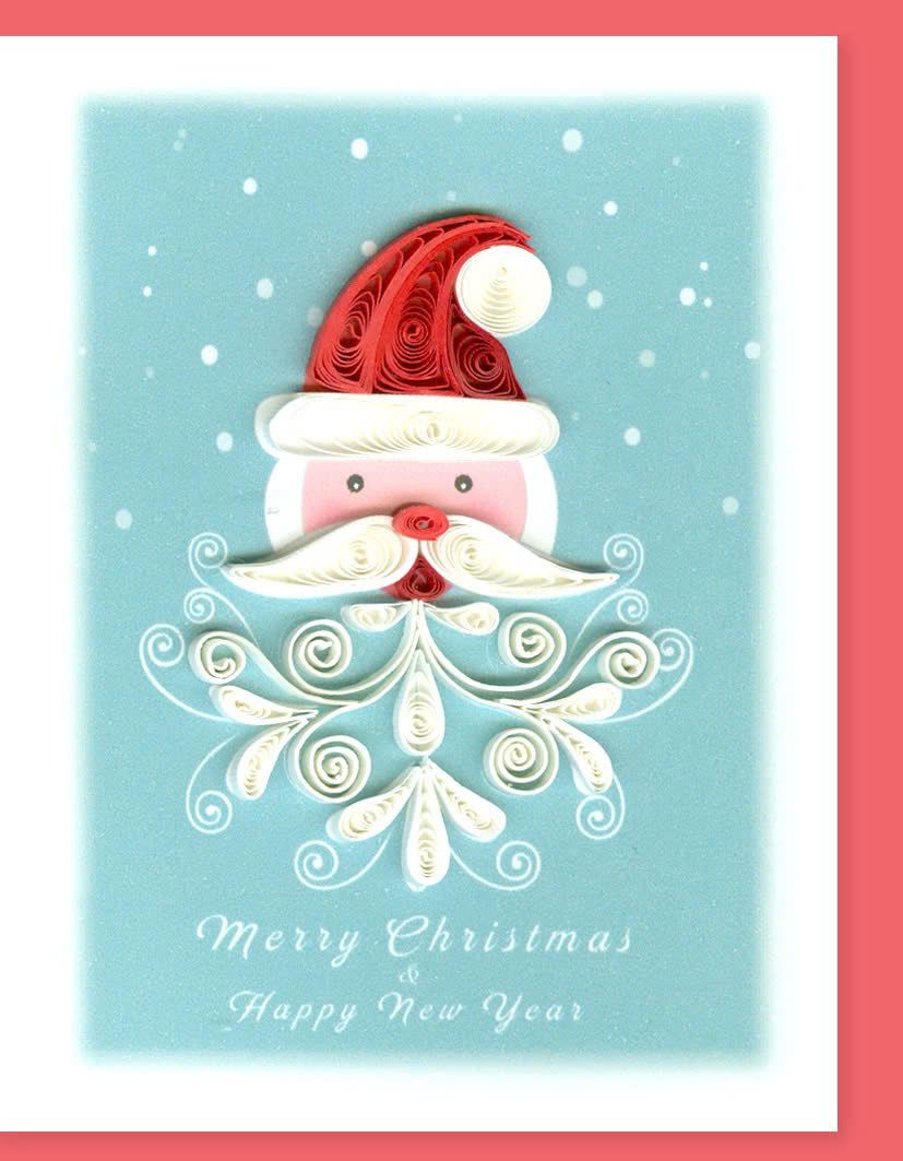 Hand Quilled Gift Enclosure Mini Card Merry Christmas Santa #GE12231