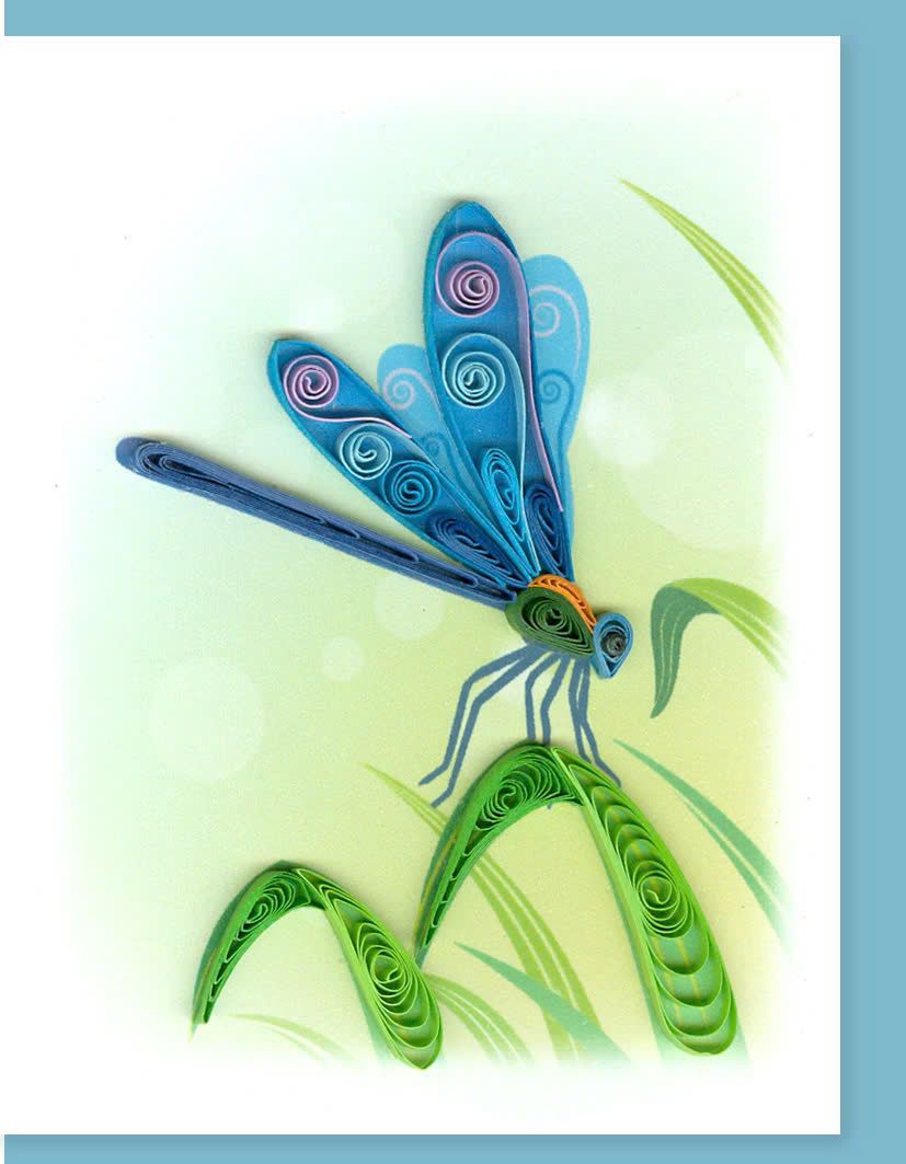 Hand Quilled Gift Enclosure Mini Card Dragonfly #GE